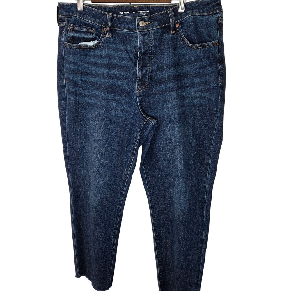 Old Navy High Rise Straight Jeans Button Fly Classic Denim Everyday size 16